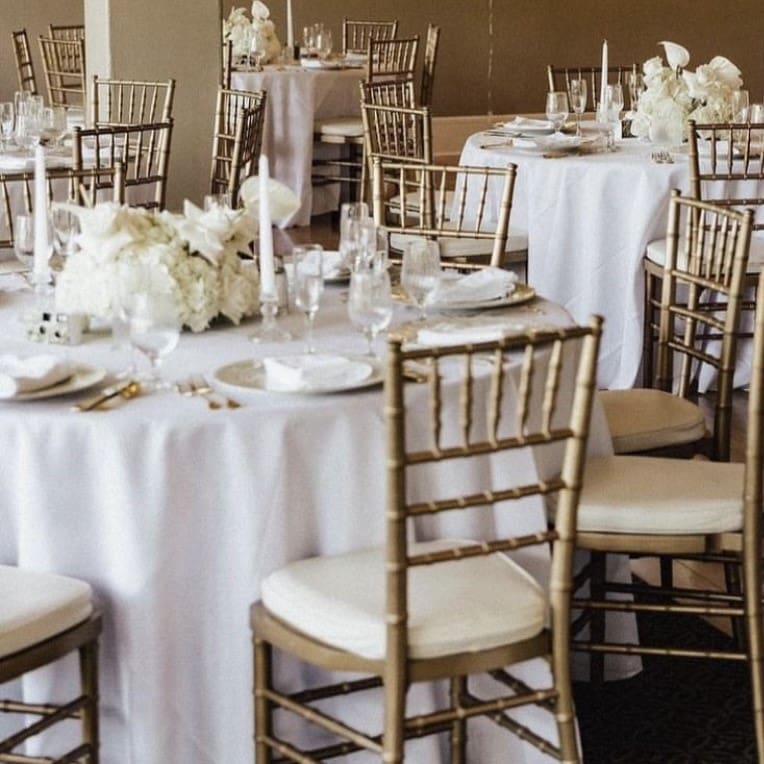 Gold Chiavari Chair W/ Ivory Cushion - Grand Event Rentals