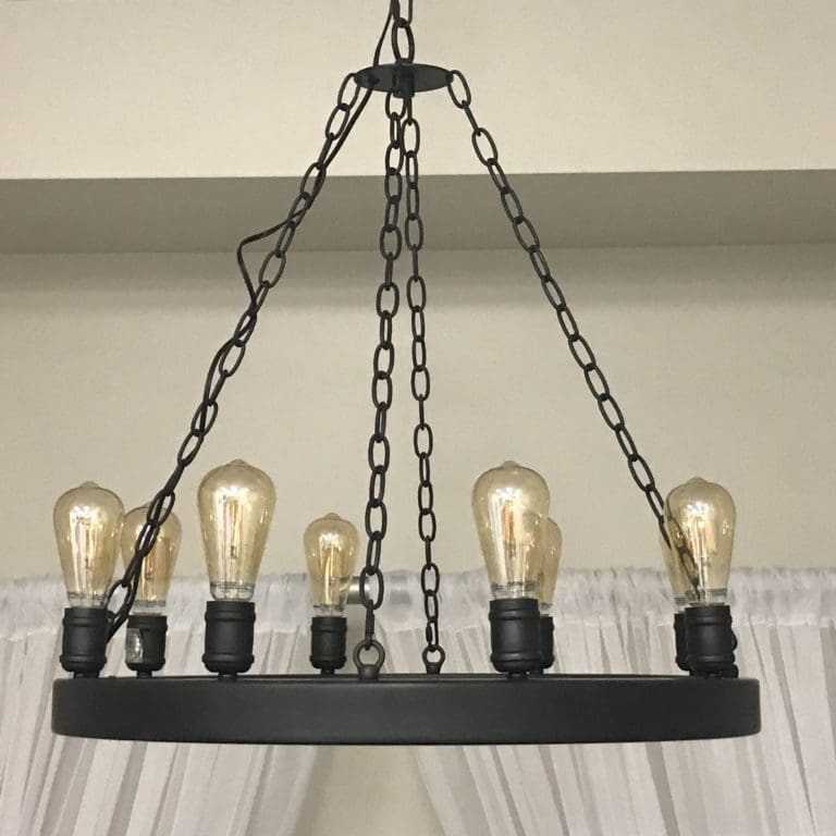 Wrought Iron Edison Bulb Chandelier Grand Event Rentals