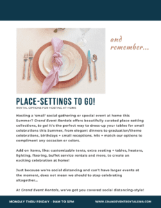 Place-settings to go offered by Grand Event Rentals