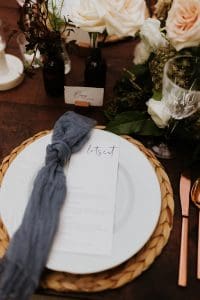 place setting for Snohomish wedding