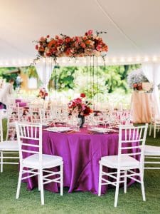 pink table cloths for wedding