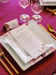 Place setting for Snohomish wedding