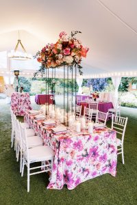 Floral linen tablescape