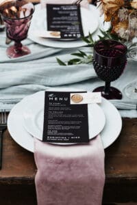 White Plate with Pink Velvet Linen