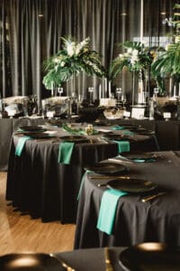 black table decor for wedding