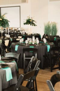 black table decor for event